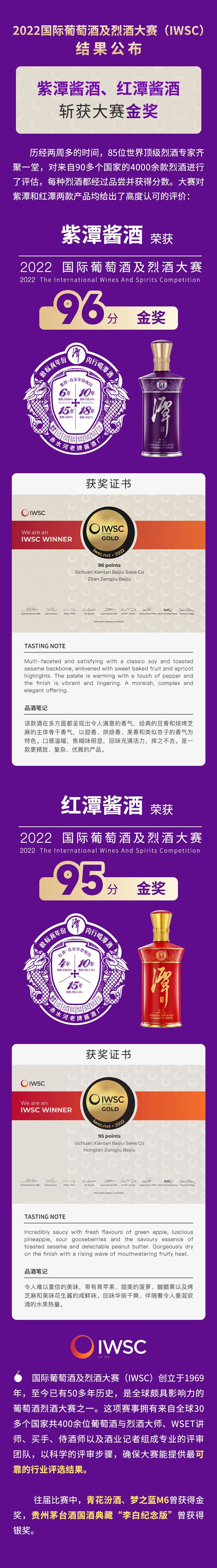 潭酒斬獲2022國(guó)際葡萄酒及烈酒大賽（IWSC）兩項(xiàng)金獎(jiǎng)！